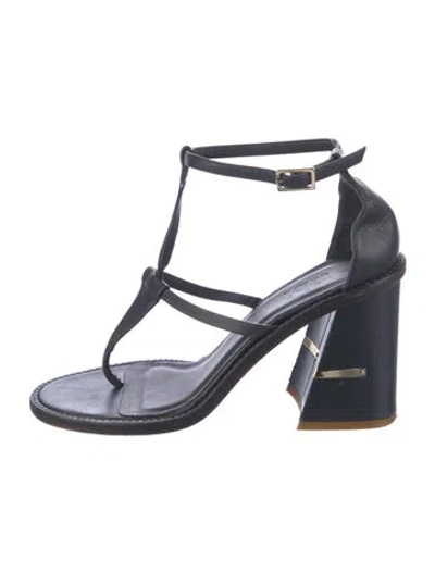 Pre-owned Tibi Leather T-strap Sandals In Black
