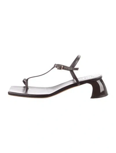 Pre-owned Tibi Leather T-strap Sandals In Brown