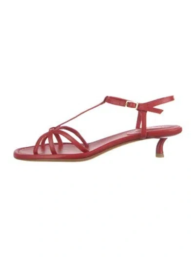 Pre-owned Tibi Leather T-strap Sandals W/ Tags In Red