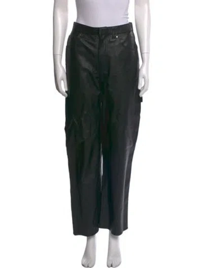 Pre-owned Tibi Leather Wide Leg Pants In Black