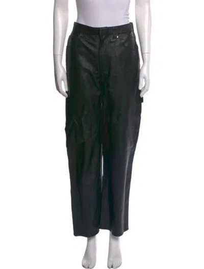 Pre-owned Tibi Leather Wide Leg Pants In Black