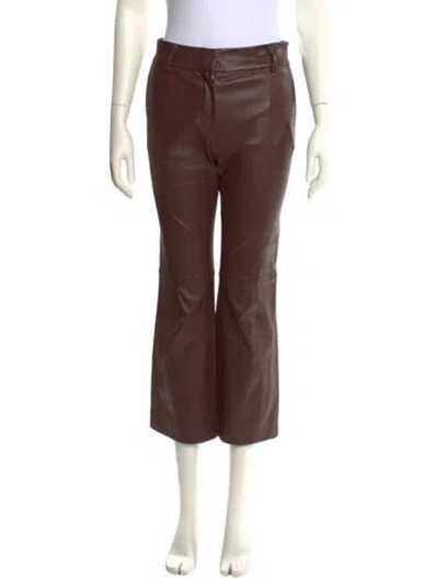 Pre-owned Tibi Leather Wide Leg Pants In Brown