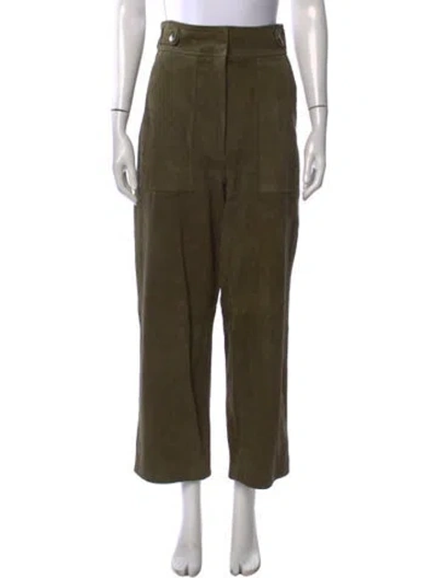 Pre-owned Tibi Leather Wide Leg Pants In Green