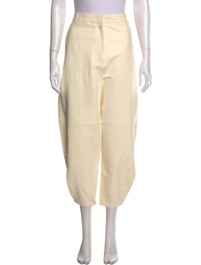 Pre-owned Tibi Leather Wide Leg Pants In Neutral