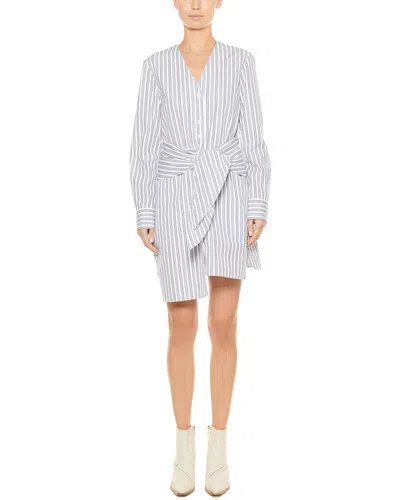 Tibi Liam Stripe Shirt Mini Dress In Gray