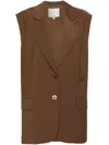 Tibi Tropical Wool Liam Vest Toffee In Brown