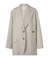 Tibi Liam Woven Blazer In Gray