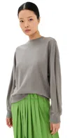 Tibi Lightweight Crew Neck Sweatshirt Dark Stone