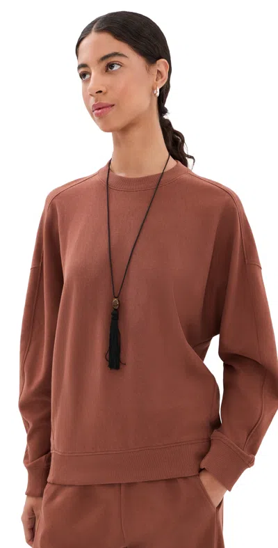 Tibi Lightweight Crew Neck Sweatshirt Red Clay