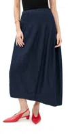 Tibi Lightweight Denim Asymmetrical Balloon Skirt Indigo In Indigo