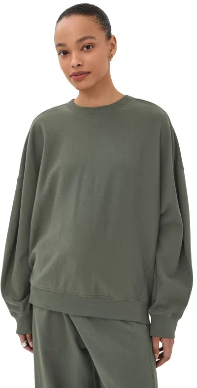 Tibi Lightweight Sweatshirt Olive In Gray