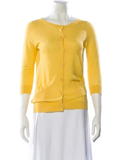 Pre-owned Tibi Linen Bateau Neckline Button-up Top In Yellow