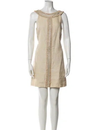 Pre-owned Tibi Linen Mini Dress In Neutral