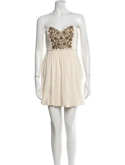 Pre-owned Tibi Linen Mini Dress In Neutral