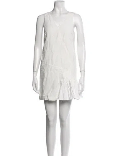 Pre-owned Tibi Linen Mini Dress In White