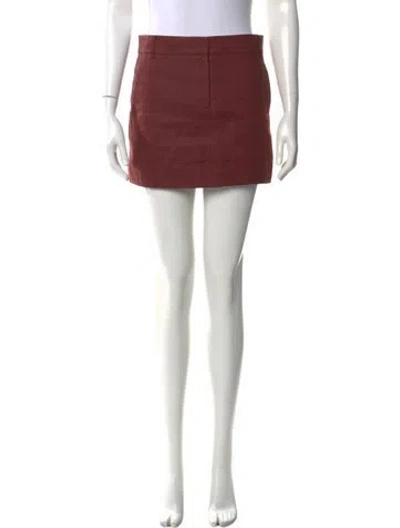 Pre-owned Tibi Linen Mini Skirt In Burgundy