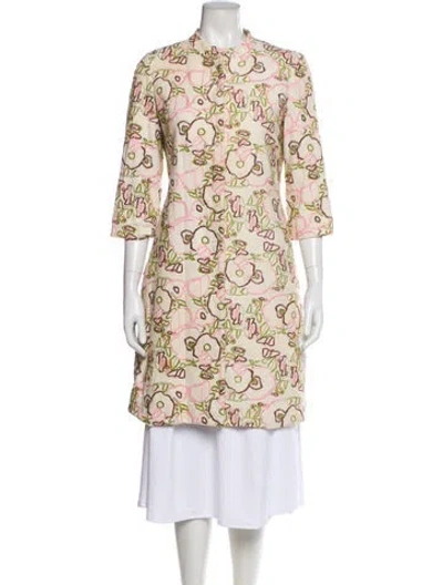 Pre-owned Tibi Linen Printed Coat In Neutral