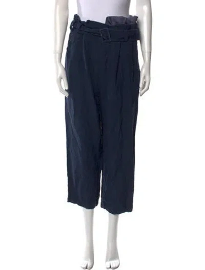 Pre-owned Tibi Linen Straight Leg Pants In Blue