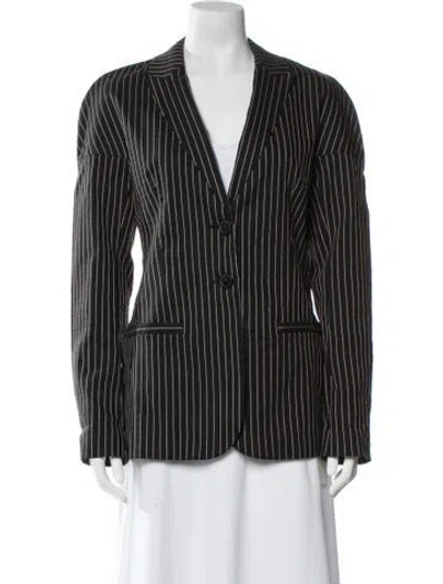 Pre-owned Tibi Linen Striped Blazer In Black