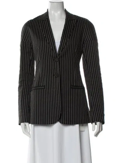 Pre-owned Tibi Linen Striped Blazer In Black