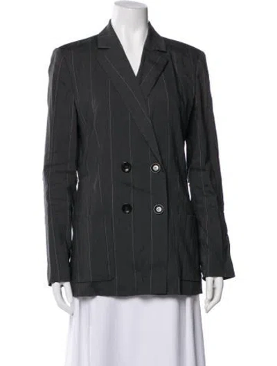 Pre-owned Tibi Linen Striped Blazer In Gray