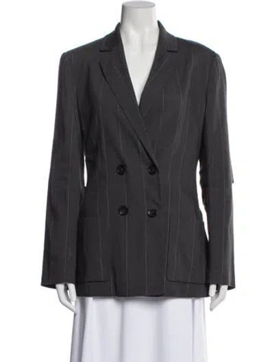 Pre-owned Tibi Linen Striped Blazer In Gray