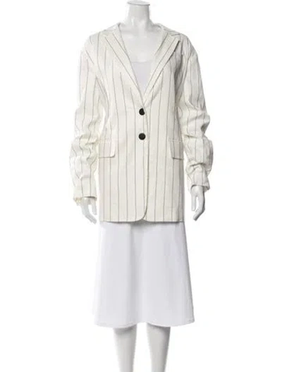 Pre-owned Tibi Linen Striped Blazer In Neutral