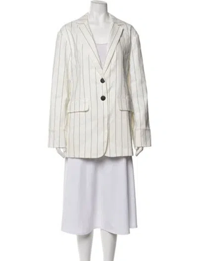 Pre-owned Tibi Linen Striped Blazer In White