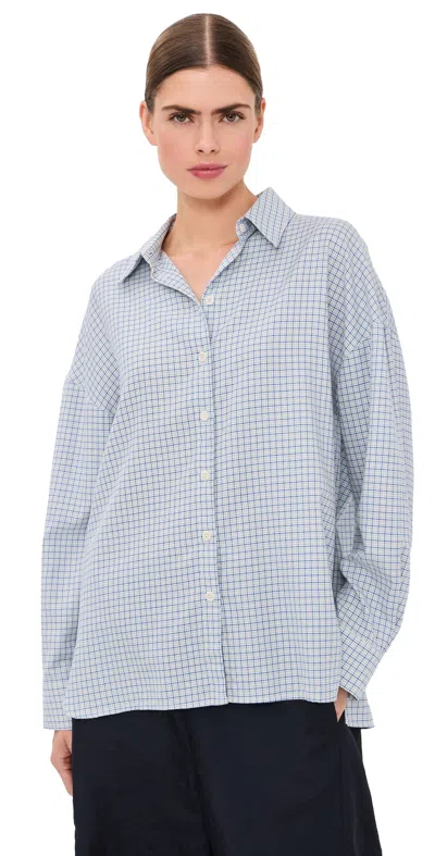 Tibi Linus Check Oversized Shirt Blue Multi