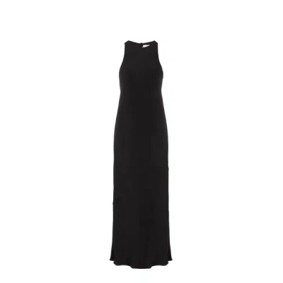 Tibi Long Silk Dress In Black