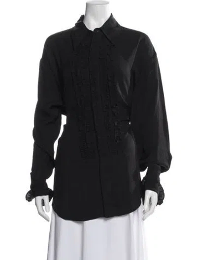 Pre-owned Tibi Long Sleeve Blouse In Black