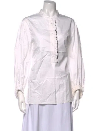 Pre-owned Tibi Long Sleeve Blouse In Black/white
