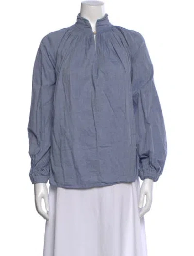 Pre-owned Tibi Long Sleeve Blouse In Blue