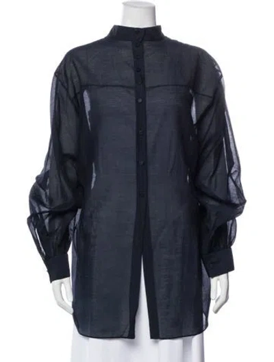 Pre-owned Tibi Long Sleeve Blouse In Blue