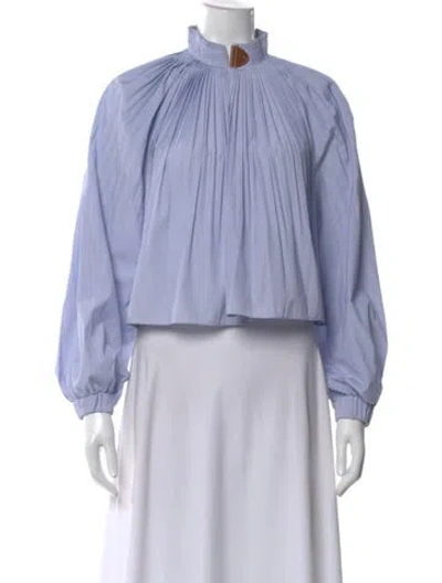 Pre-owned Tibi Long Sleeve Blouse In Blue