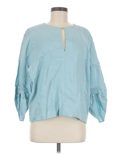 Pre-owned Tibi Long Sleeve Blouse In Blue