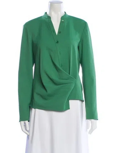 Pre-owned Tibi Long Sleeve Blouse In Green