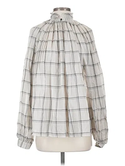 Pre-owned Tibi Long Sleeve Blouse In Silver