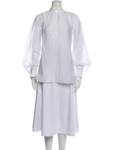 Pre-owned Tibi Long Sleeve Blouse In White