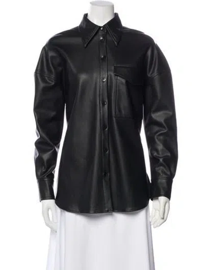 Pre-owned Tibi Long Sleeve Button-up Top In Black