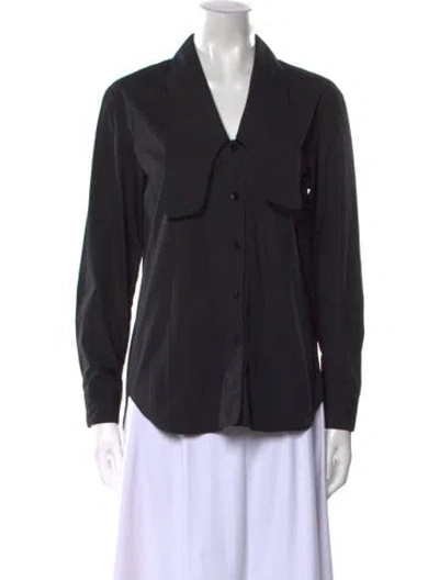 Pre-owned Tibi Long Sleeve Button-up Top In Black