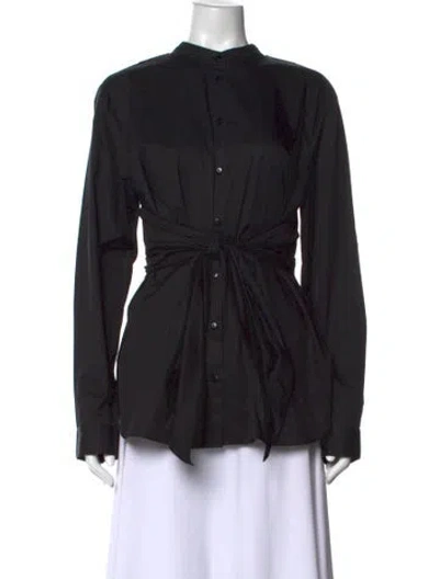 Pre-owned Tibi Long Sleeve Button-up Top In Black