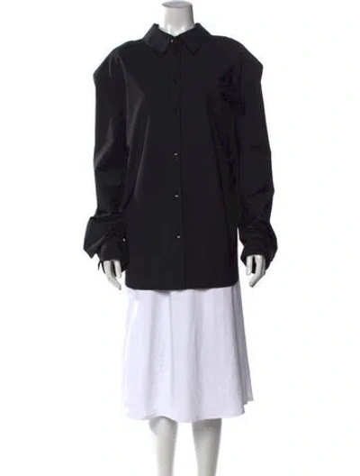 Pre-owned Tibi Long Sleeve Button-up Top In Black