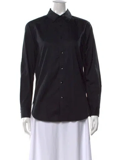 Pre-owned Tibi Long Sleeve Button-up Top In Black