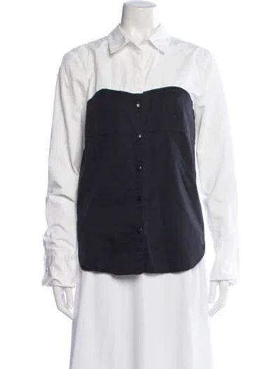 Pre-owned Tibi Long Sleeve Button-up Top In Black