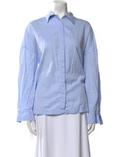 Pre-owned Tibi Long Sleeve Button-up Top In Blue