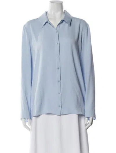 Pre-owned Tibi Long Sleeve Button-up Top In Blue