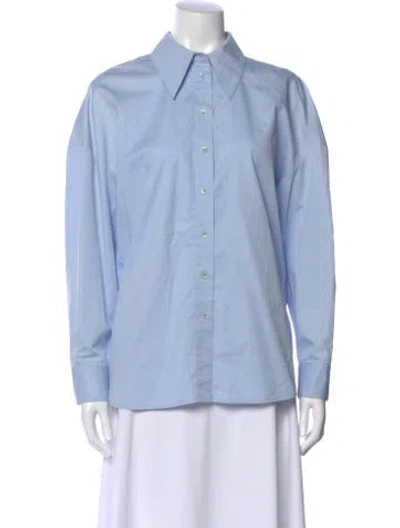 Pre-owned Tibi Long Sleeve Button-up Top In Blue