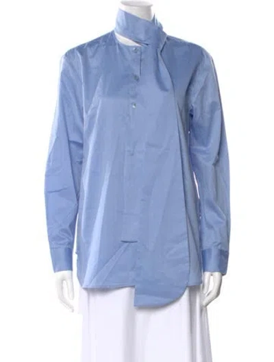 Pre-owned Tibi Long Sleeve Button-up Top In Blue
