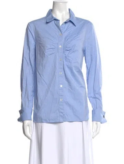 Pre-owned Tibi Long Sleeve Button-up Top In Blue